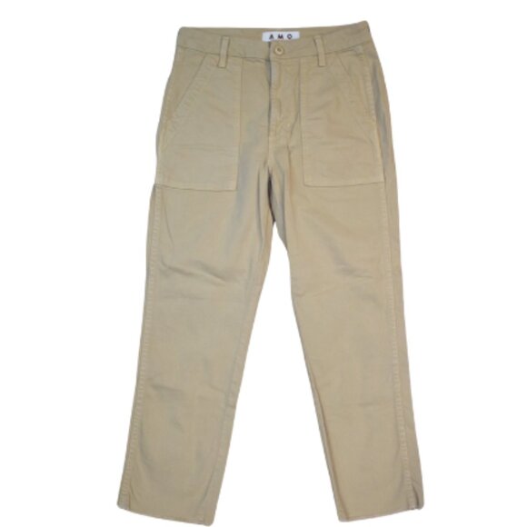 AMO Easy Army Trousers Women’s Size 27 Cropped Beige Khaki Midrise - Picture 1 of 14